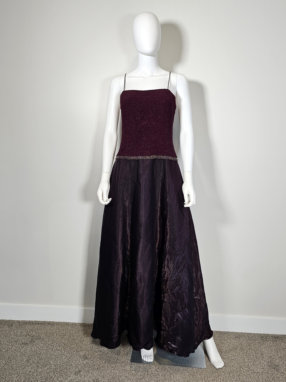 Betsy & Adam Vintage Purple Plum Shiny Long Length Dress Sz 14